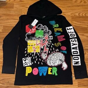 Create 2MRW No Days Off Power Brain Graphic Hoodie Streetwear Art Design XL NWT